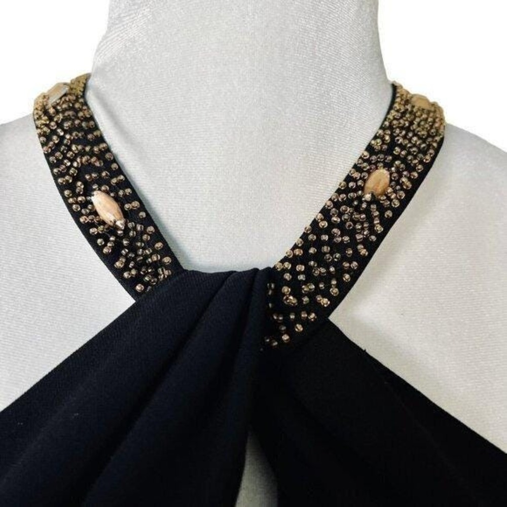 VTG 90s Evan Picone Womens Black Beaded Cocktail Dress Size 16 LBD Formal Event - Picture 3 of 12